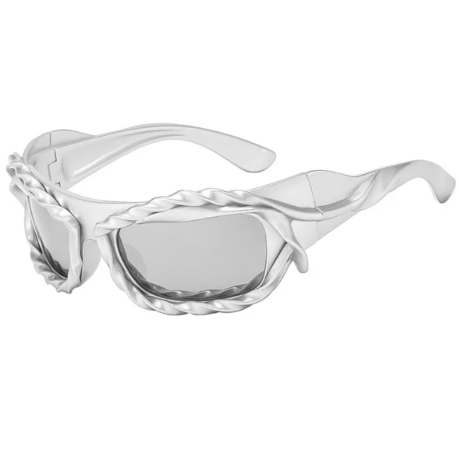 Punk Twisted Sunglasses Men Women Hip Hop Y2K Sun Glasses Male Streetwear Shades Futuristic Eyewear