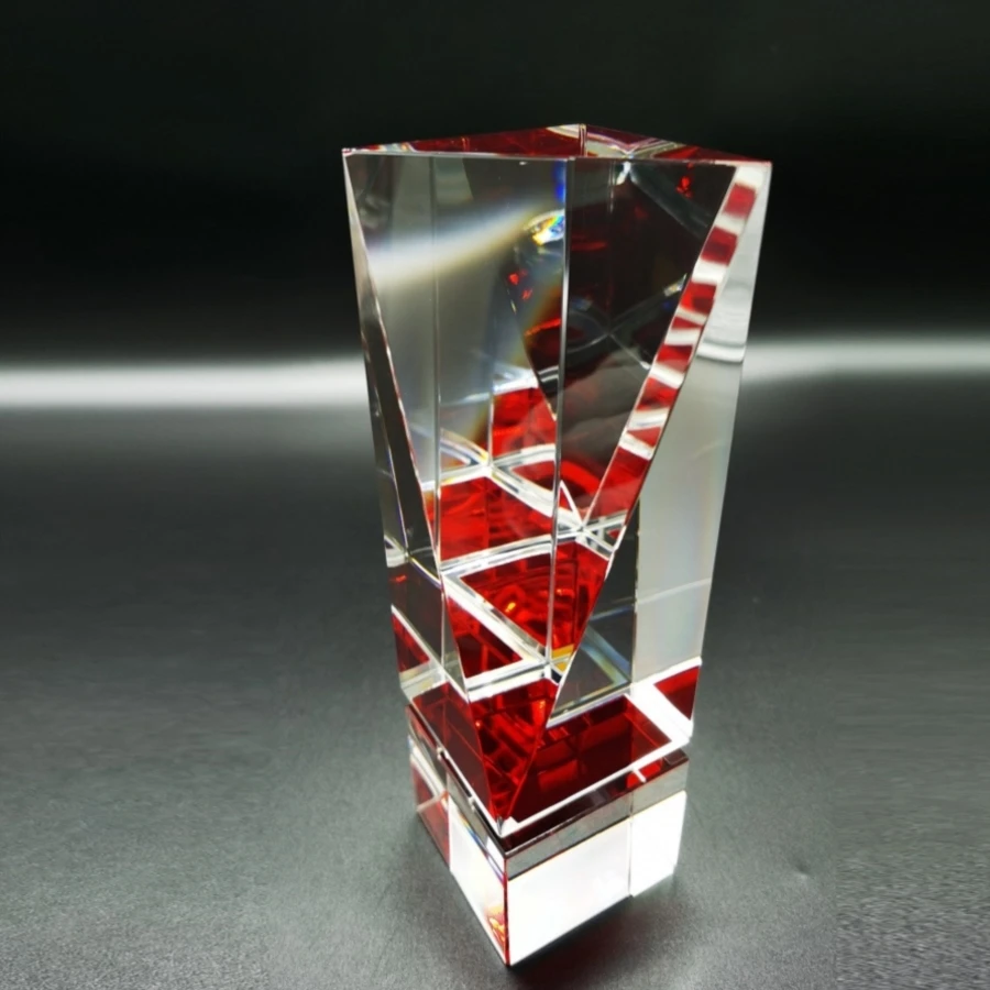 New Custom Award K9 Crystal Glass Solid Wood Base Trophy Manufacturer Crystal Crafts