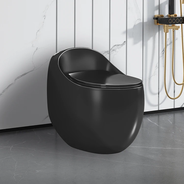 Sanitary ware one piece ceramic round egg shaped matt black toilet (1600362073718)