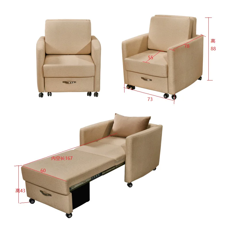 Hospital Medical Accompany Chair Patient Attendant Folding Nursing Chair Cum Bed folding and lengthening fabric sofa