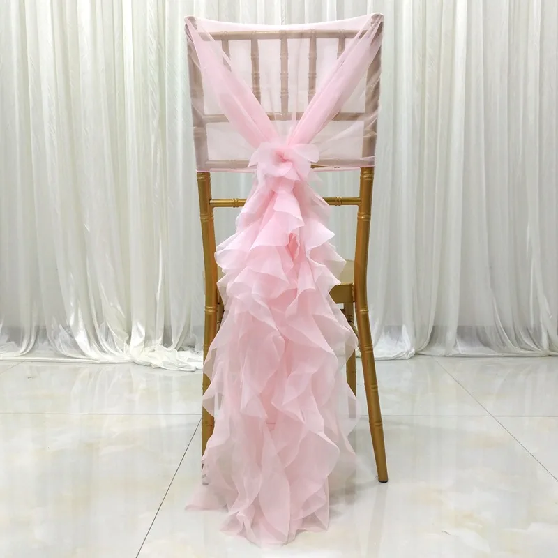 Polyester ribbon bow satin chair sashes wedding decoration