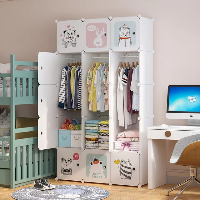 Современный простой домашний шкаф для детской комнаты, детский сборный пластиковый простой шкаф для хранения