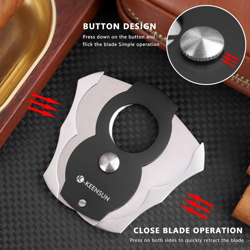 high quality black 420J2  stainless steel 0.9 Hole diameter Cigar Cutter for cigar accessories