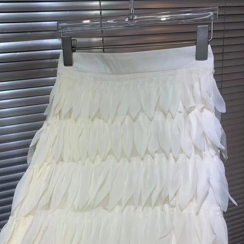 New 2023 Autumn Long Skirts High Quality Ladies Allover Flower Deco Casual Long Beige Black Elegant Long Party Skirts Clothes