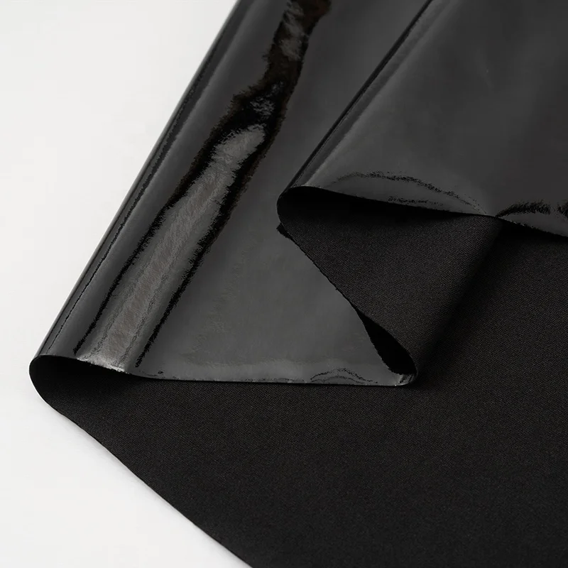 Ready to Ship Elastic Mirror Pattern Faux Pu 4 Way Stretch PU Leather Fabric For Leggings