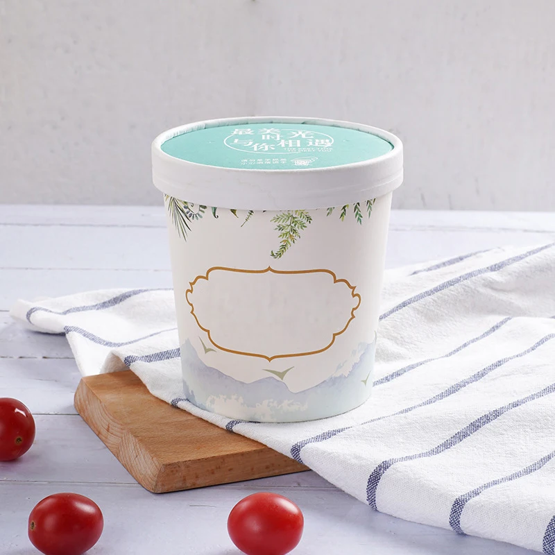 Printing Custom Ice Cream,  Kraft ice cream Paper Cups, Porridge Paper Bowls Paper Ice Cream Cup With Lid