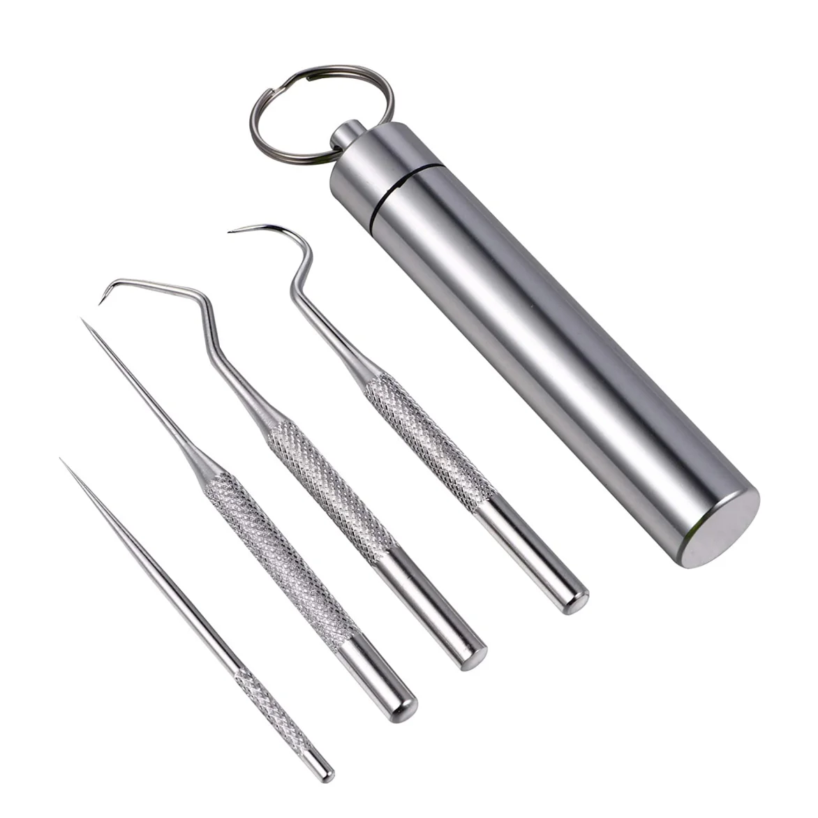 Eco Friendly 4 Pieces Portable Titanium Stainless Steel Metal Travel Outdoor Pocket Toothpick