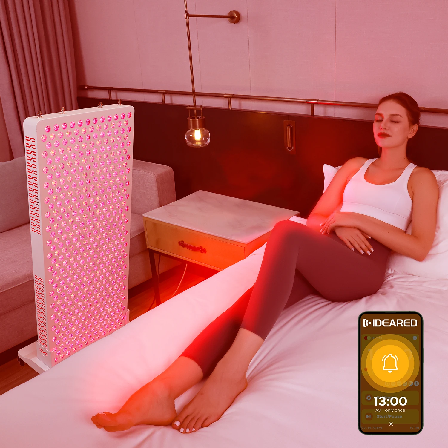 8-Wavelength Home Use Red Light Therapy Panel Full Body Infrared Spa Lamp Door Hook Pain Relief Face Head Feet Hands Lips