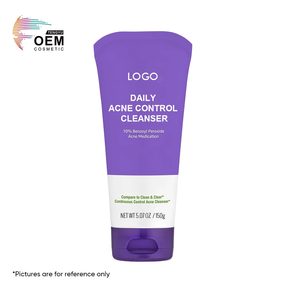 Oem/Odm Mild Exfoliating Skin Remove Excess Oil Pore Minimizer Men And Women Acne Control Facial Cleanser With Benzoyl Peroxide