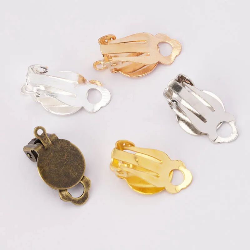 200pcs/bag Metal Clip On Earring Finding fit Silicone10mm Pad Frog Ear Parts Jewelry Non Pierced Earrings clips