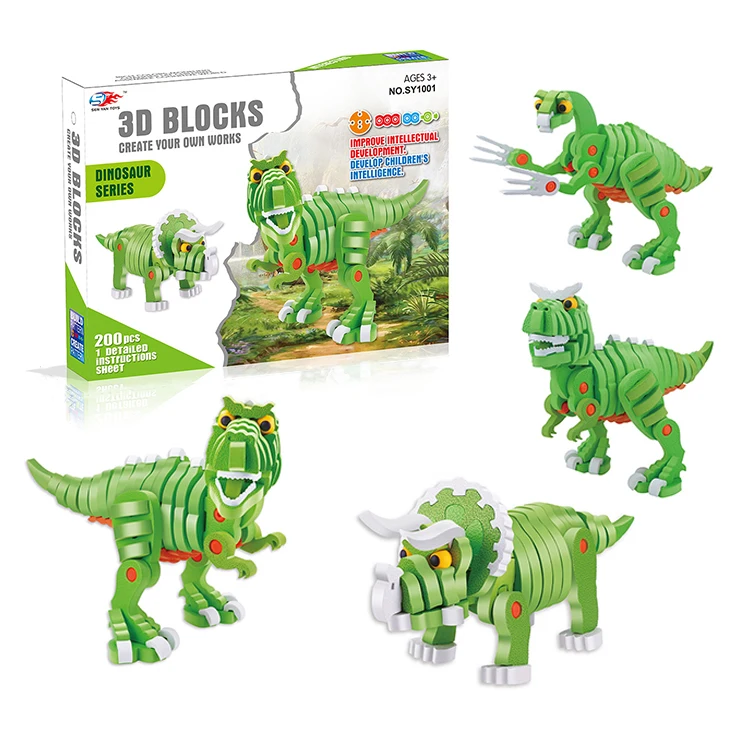 200PCS EVA Assembled Building Bricks Blocks Animal Series Toys 3D Creative Toy for 3+ Kids