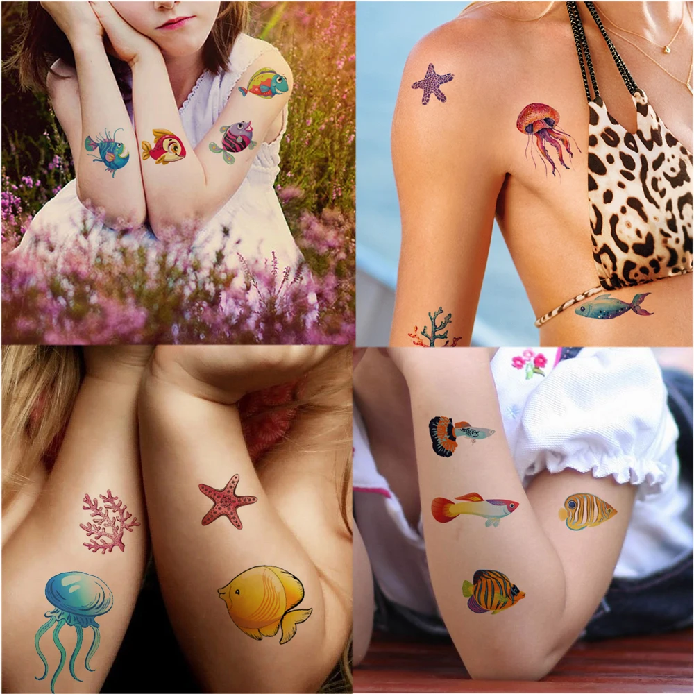 Красивые наклейки на руку для детей, временная Водонепроницаемая Татуировка EC-061 ~ EC-100