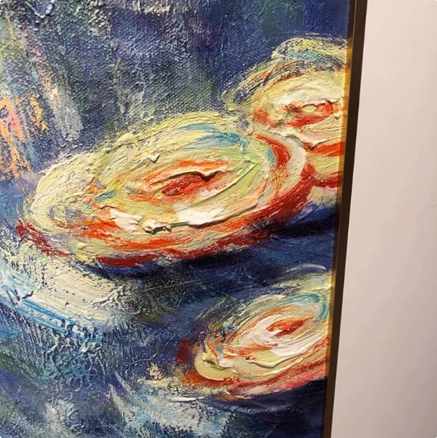 100% Handmade Oil Painting On Canvas Reproduction Impression Landscape Lily Flower Oil Painting