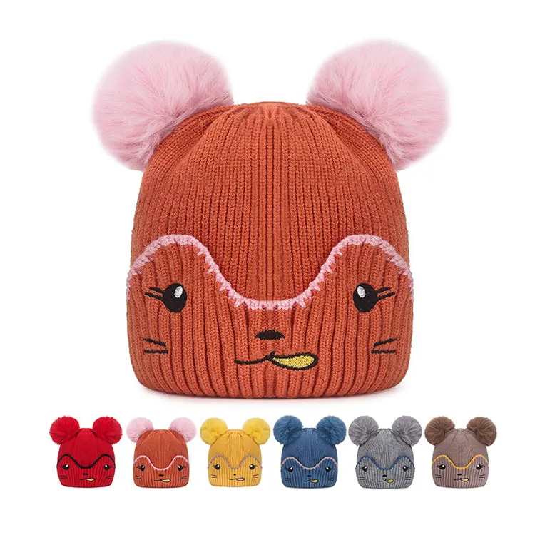 Wholesale High Quality Custom Kids Beanie Hat Manufacturers Designer Boys Girls Warm Ski Beanie Winter Hat