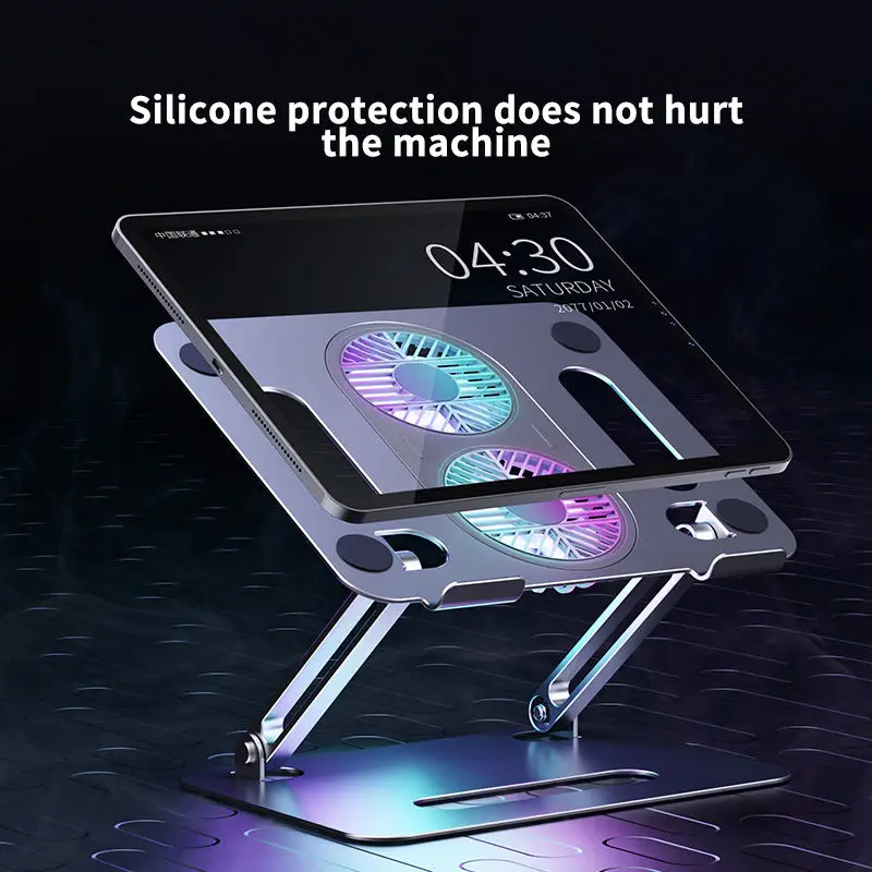 9-15 Inch Foldable Computer Stand Anti-Slip Portable Aluminum Laptop Holder With Cooling Fan Adjustable Ergonomic Laptop Stand