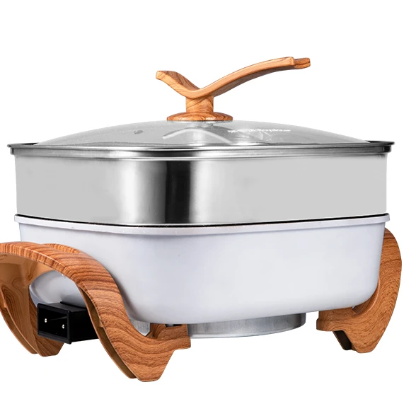 2022 High Quality 6L Big Size Electric Hot Pot Electric Boiling Pot Double Flavor Electric Cooker With Steamer for Big Family