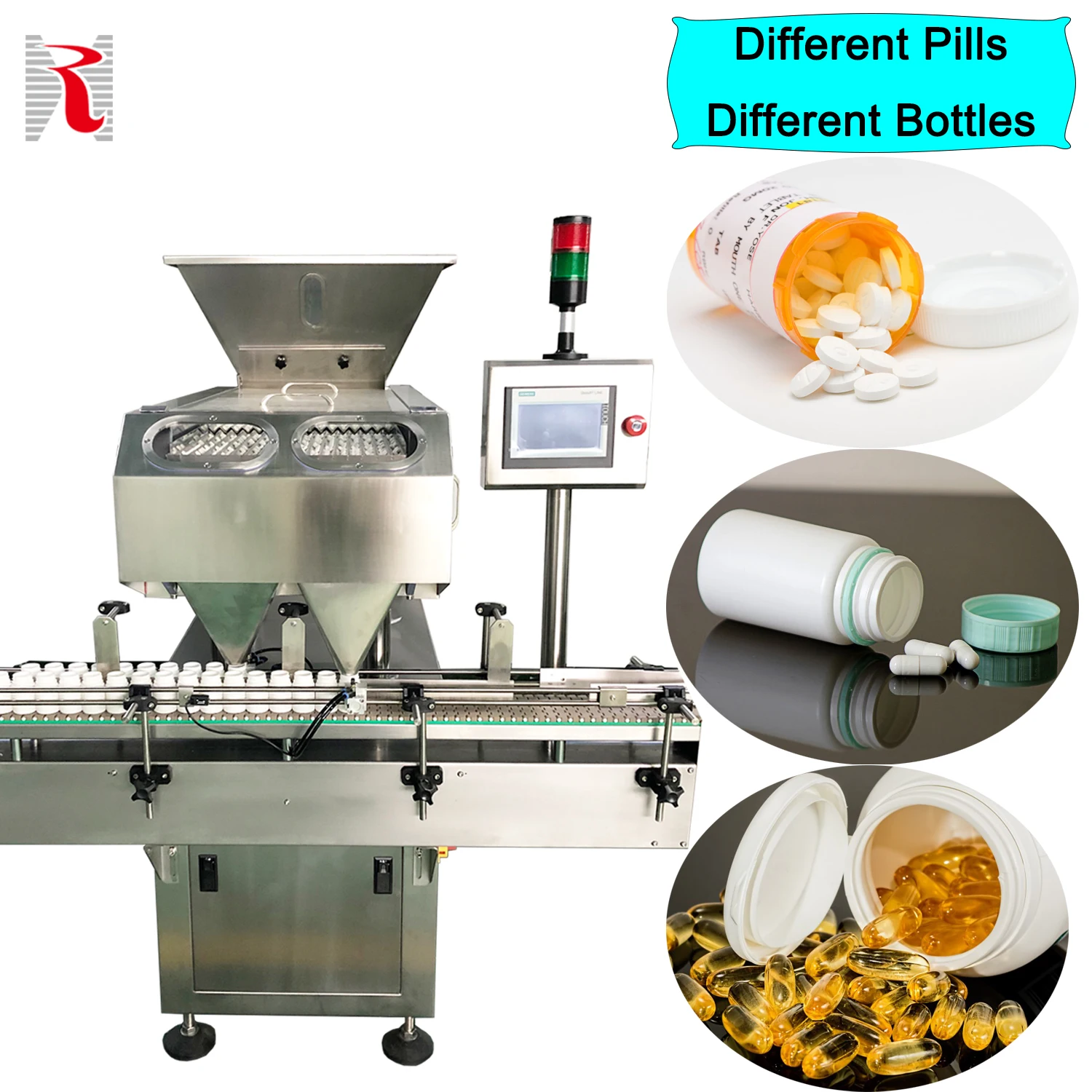 16 Channel 20-80 Bottle/min Automatic Capsule Tablet Counting And Bottle Filling Machine
