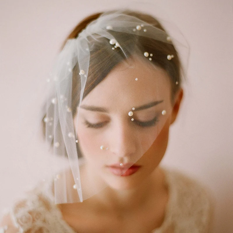 O921 wholesale women headband pearl bridal veil with comb cathedral wedding veil and Accessories