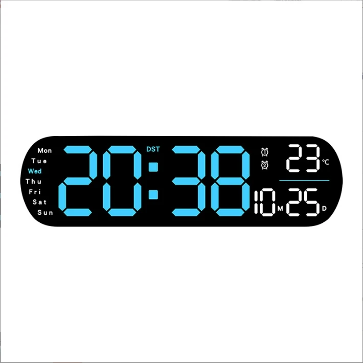 Modern Anniversary Home Decor  Multi-functional  Large LED Brightness Adjustable DST Timer Plastic  LED clock Digital Wall Clock