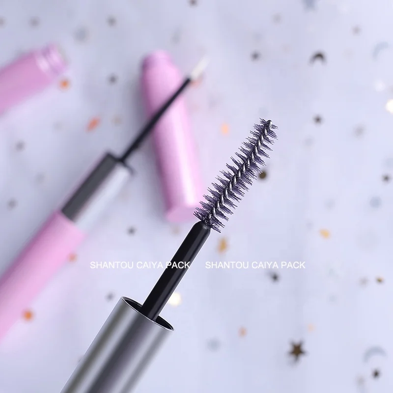 OEM Custom pink Black 2 in 1 Double Ended Aluminum PETG Empty Cylinder Eyebrow Eyeliner Mascara Container Tubes Packaging