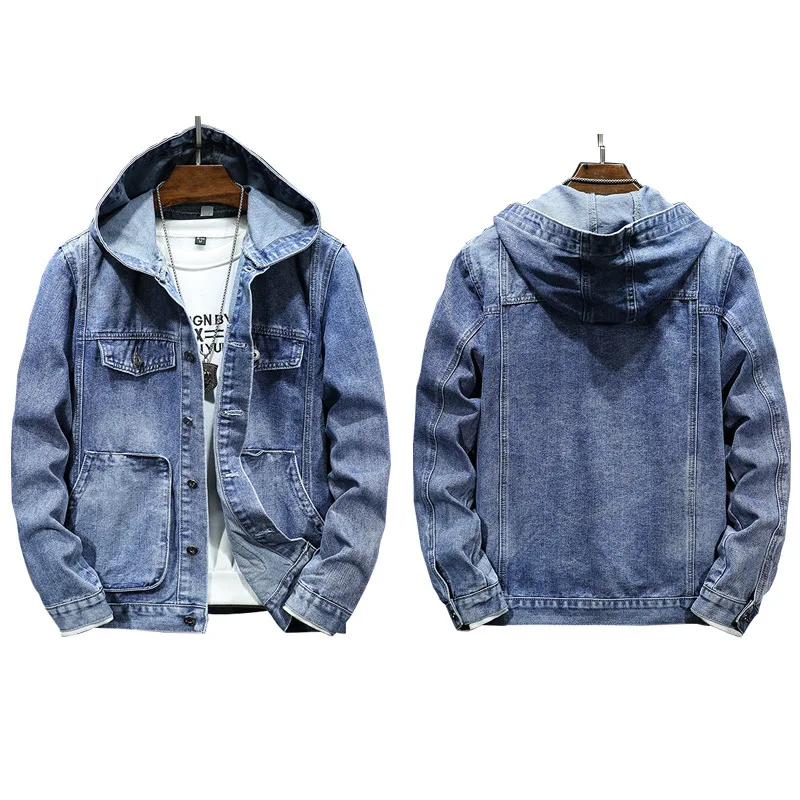 OEM Custom Design new trend spring hooded jacket single breasted men denim jacket