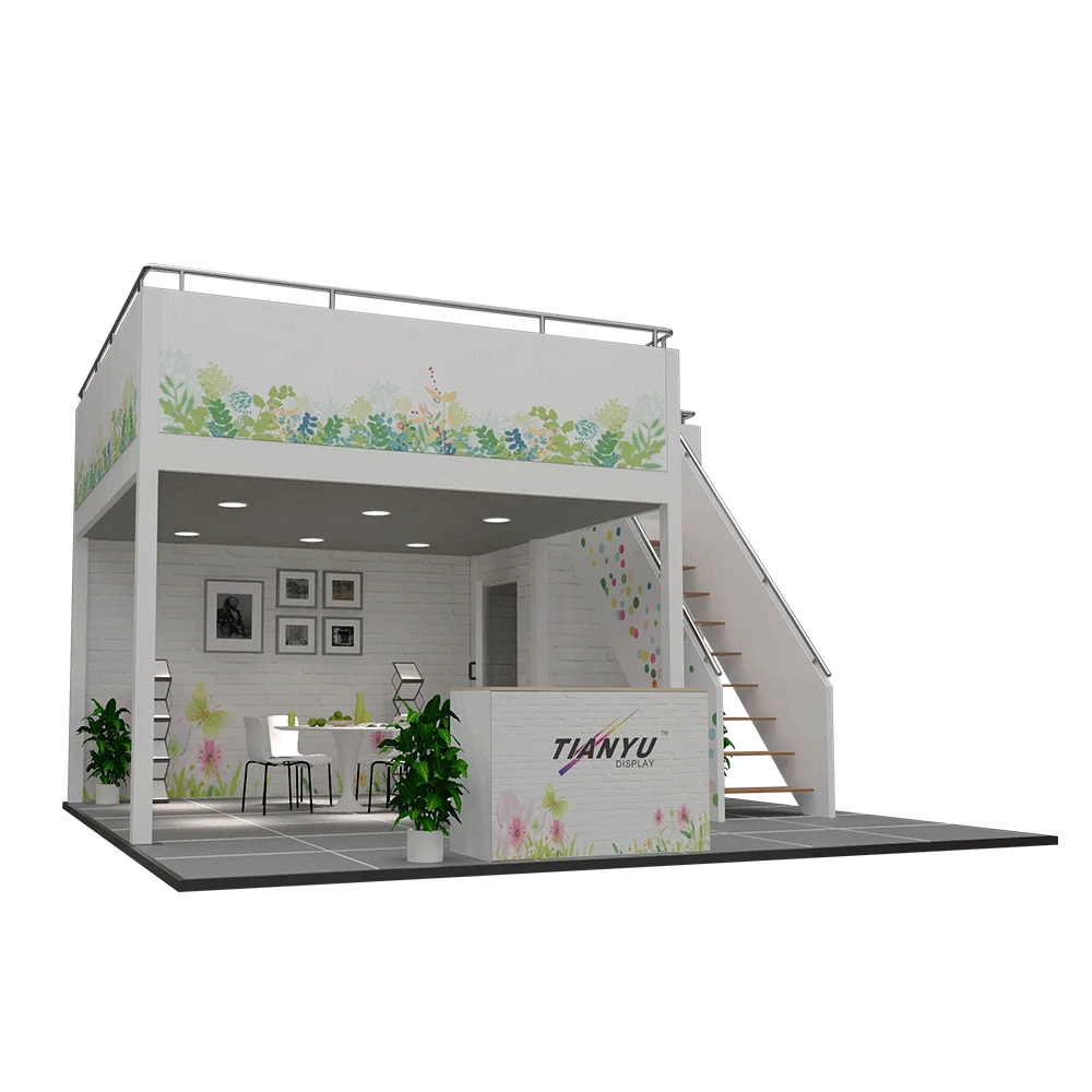 Tianyu Trade Show Equipment Design Modular 20x20ft Aluminum Two Storey Exhibition Stand Exhibit Two Story Double Deck Booth