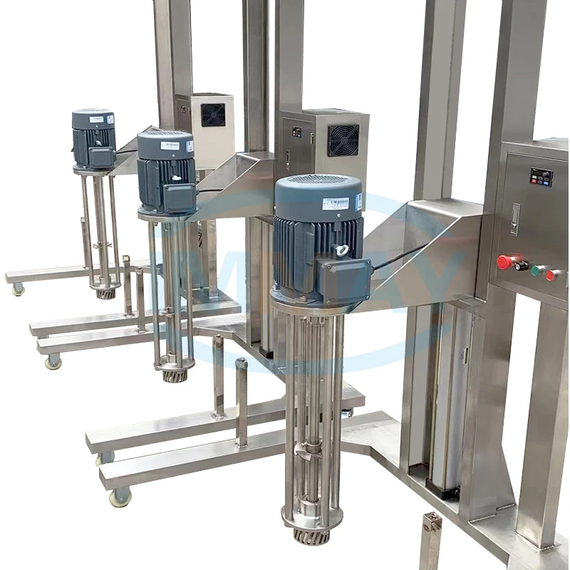 Hot sale industrial movable pneumatic or electric lifting liquid cream high speed mixers manufacturer