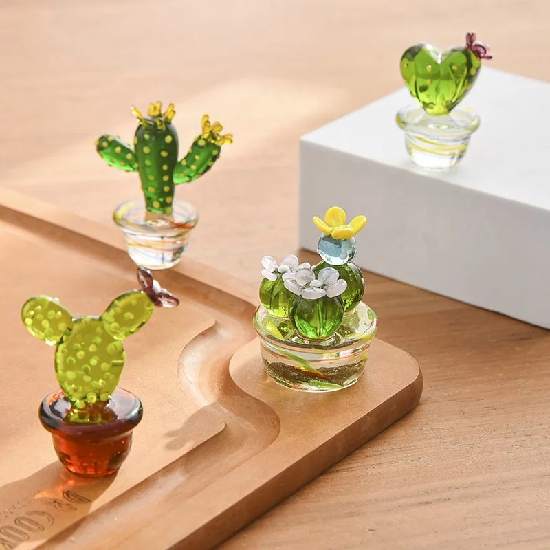 Glass Craft Cactus Glass Decorations