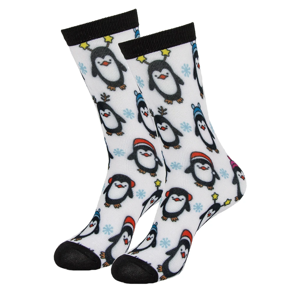 Wholesale Custom Logo Design New Style 3D printed Christmas Cartoon Tube Socks Winter Halloween Christmas socks women