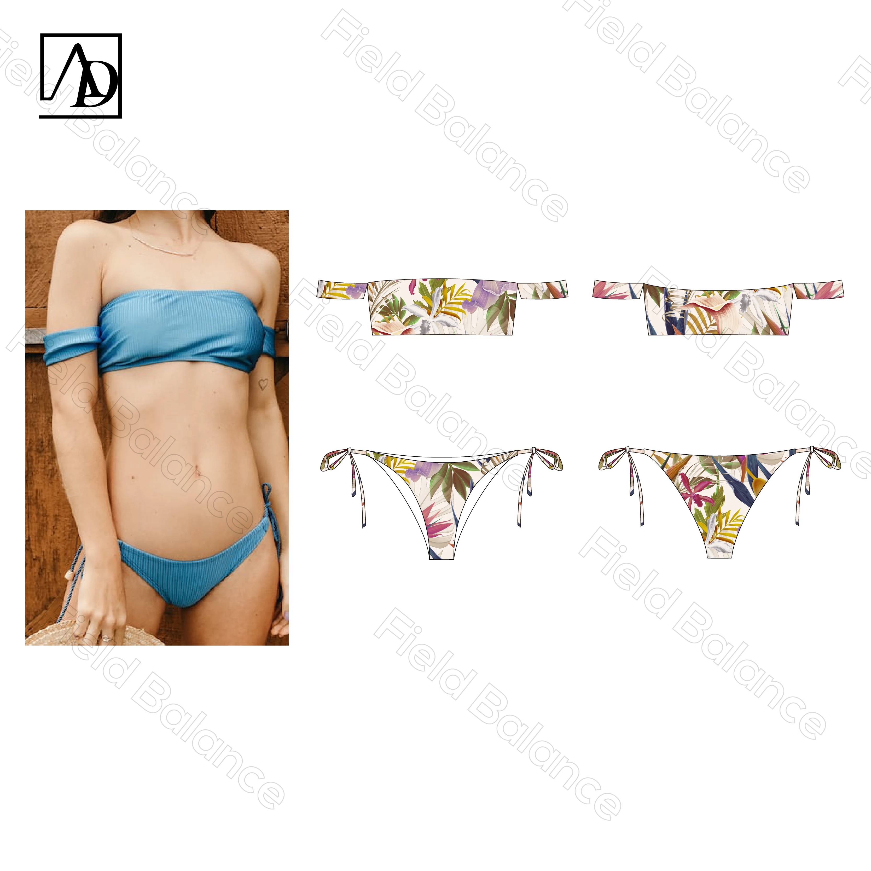 2024 Fashion New Factory Custom Printing One Piece Swimwear Split Sexy Bikini Tube Top Bandeau High Waist Swimsuit Bathing Suits