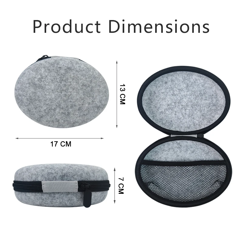 Eco-friendly Outdoor Protective Carrying Bag Felt Material Case for Headphone