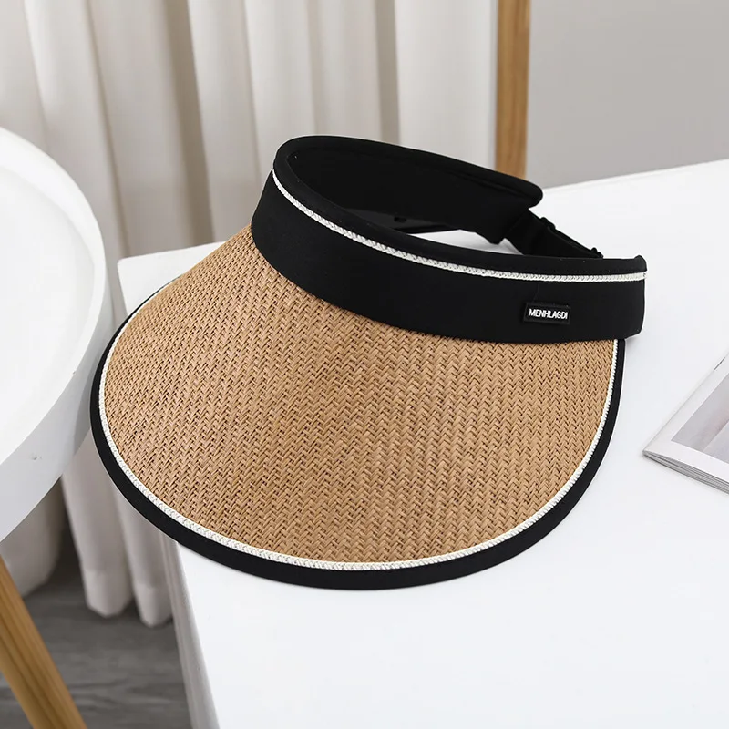 New Female Sunshade Vacation Foldable Straw Sun Hat Visor Caps Straw Visor Hats for Women