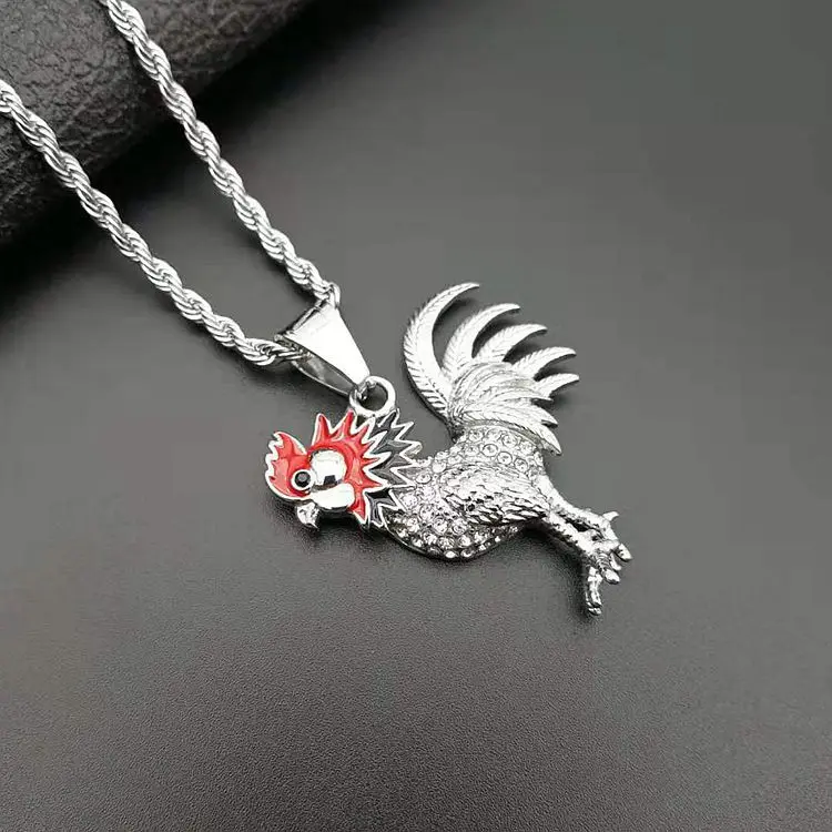 Hot Sale Titanium Chicken Necklace Cheap Stainless Steel Animal Pendant
