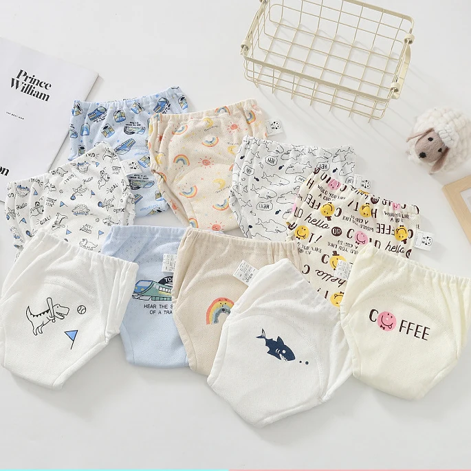 Baby Training Pants Breathable Cotton Mesh Baby Diapers 2 Pack Toddler Potty Training Underwear for Baby Girl and Boy