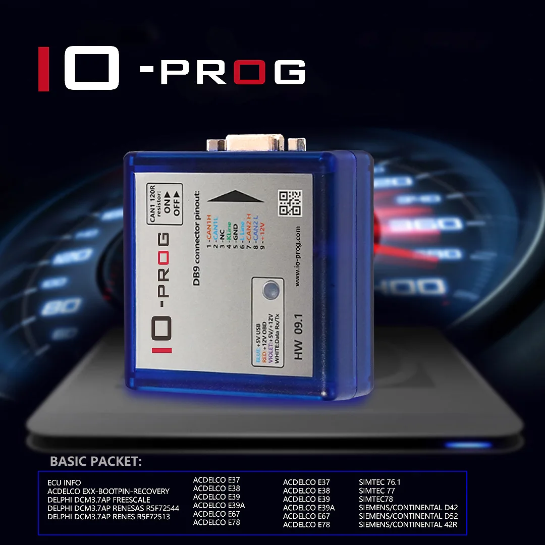 IO prog with PSA BSI Opel ECU TCM BCM &EPS Ecu tuning chiptuning tools Combination of K-line and CAN programmer BD9 connector