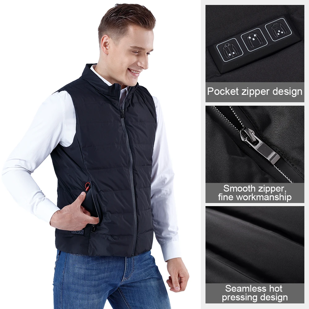 Inter Thermal Vest USB Smart Heated Suit Quilted Sleeves Jacket Padded Gilet Warming Heated Vest