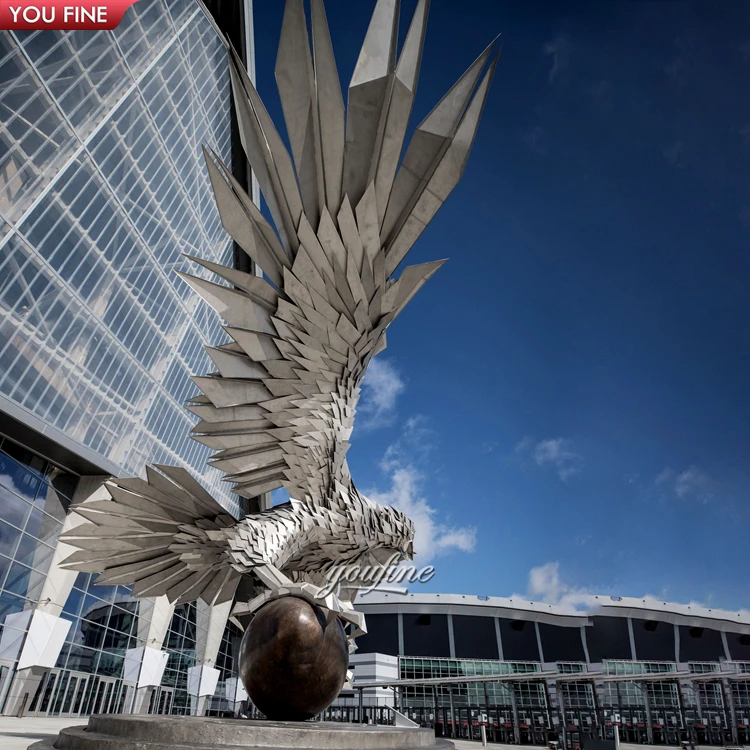 Outdoor Large Art Metal Animals  Stainless Steel Eagle Sculpture