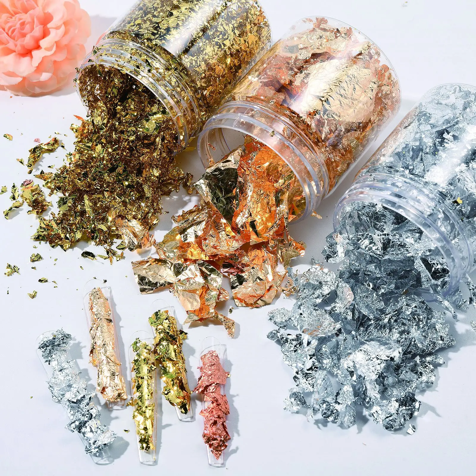 New Arrival Stock Gold Silver Copper Foil Sequins Nail Decoration Accessories Foil Paper For Gilding Manicure