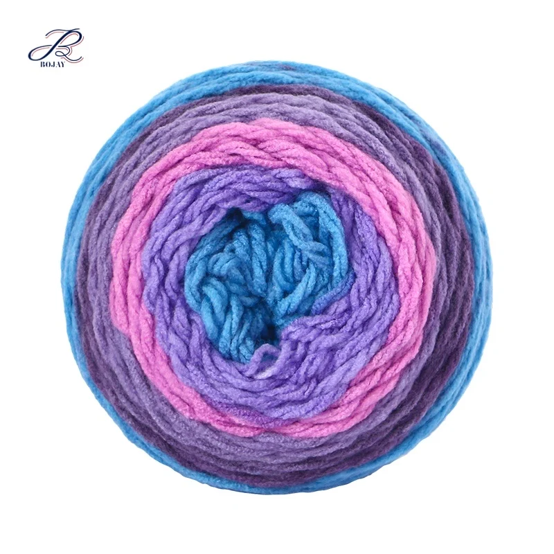 Bojay Wholesale Melange Worsted Acrylic Crochet Fancy Yarn Multiple Colors For Hand Knitting Sweater 5Ply Rainbow Cake Yarn