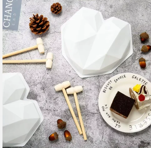 Stock diamond heart shape mousse cake silicone mold 3D decorating French dessert baking molds