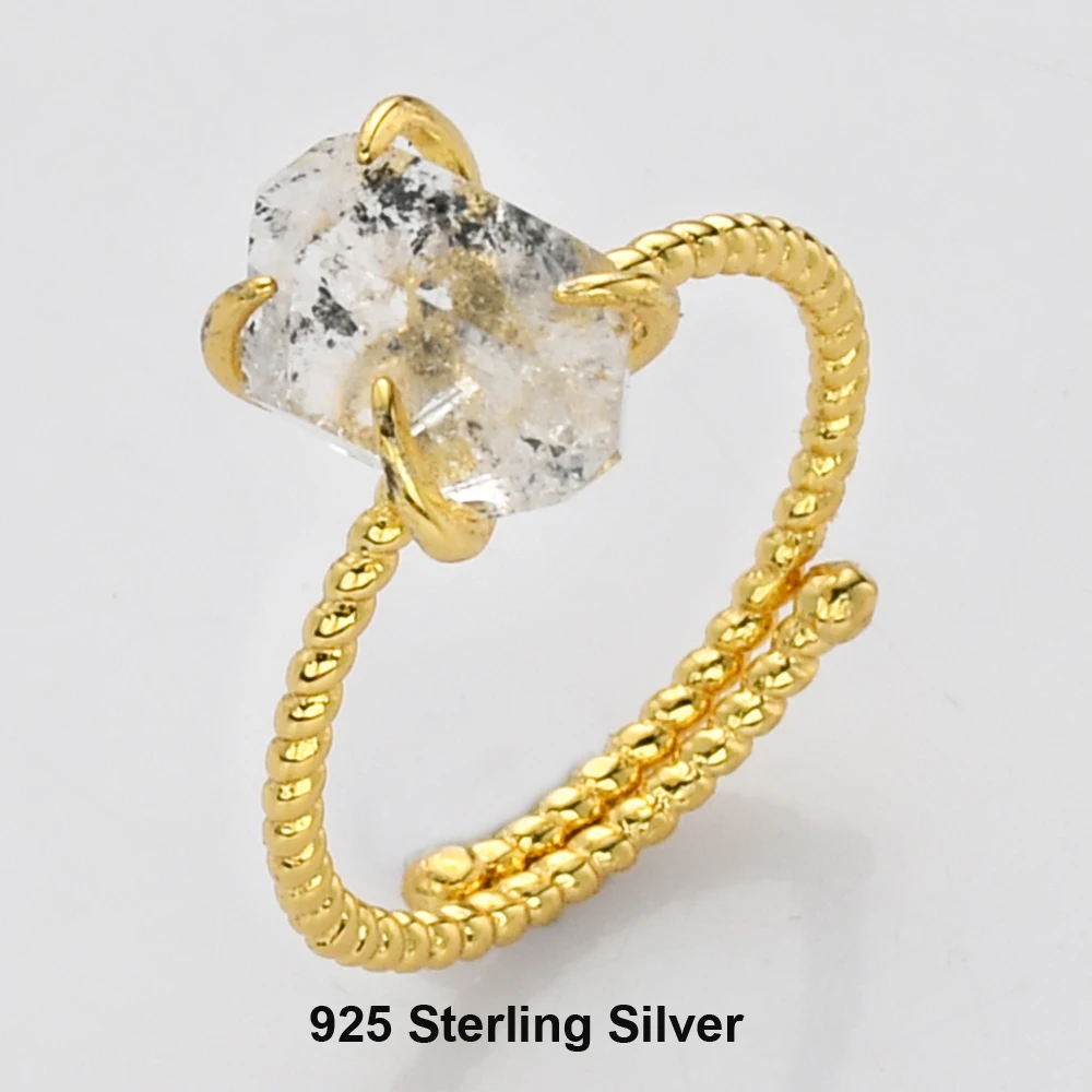 18K Gold Plated 925 Sterling Silver Natural Quartz Herkimer Crystal Necklace Healing Stones
