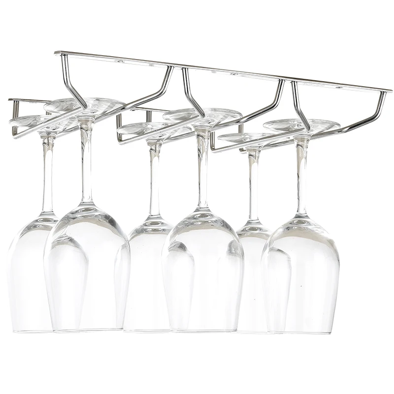 Cabinet hanging cup glass bottle holder 304 stainless steel stemware wine glass rack wine glass drying rack
