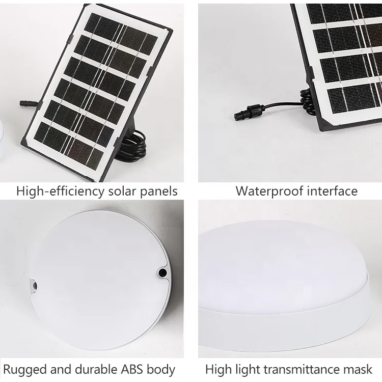 Remote Control Indoor Moisture-proof Lamp Abs Round Waterproof Outdoor Ip65 50w 100w Led Solar Ceiling Light