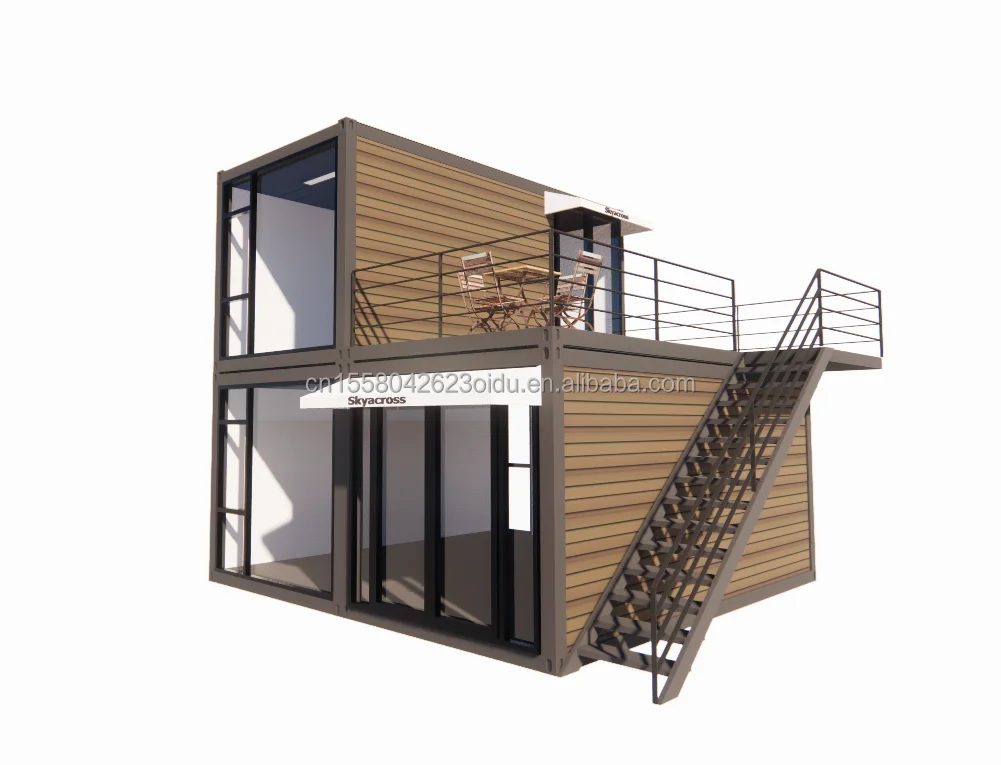 Factory Direct Sales Customizable 40ft 20ft Deluxe Bedroom Large Glass Studio Movable Wood House Exterior Wall Hotels Offices