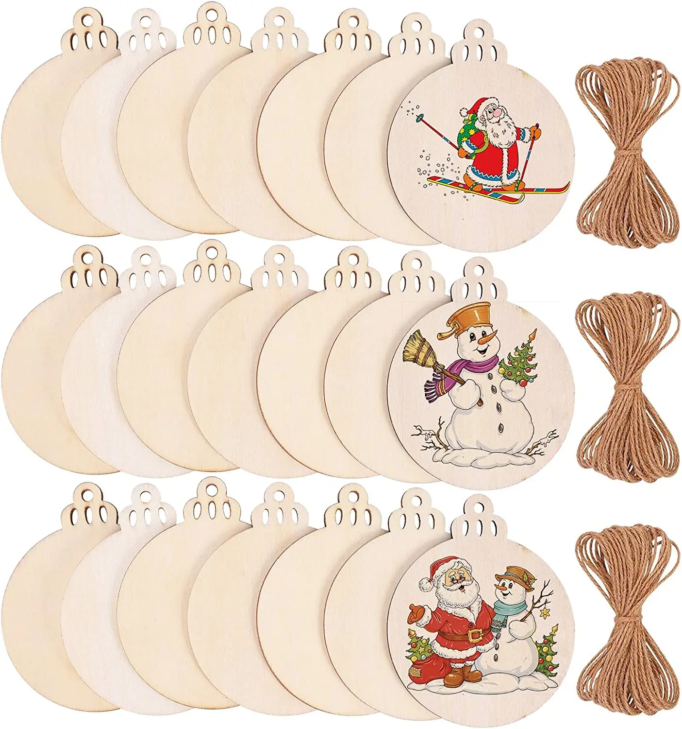 DIY Christmas Wooden Ornaments Unfinished Wood Slices Christmas Holiday Decoration Crafts for Kids and Adults