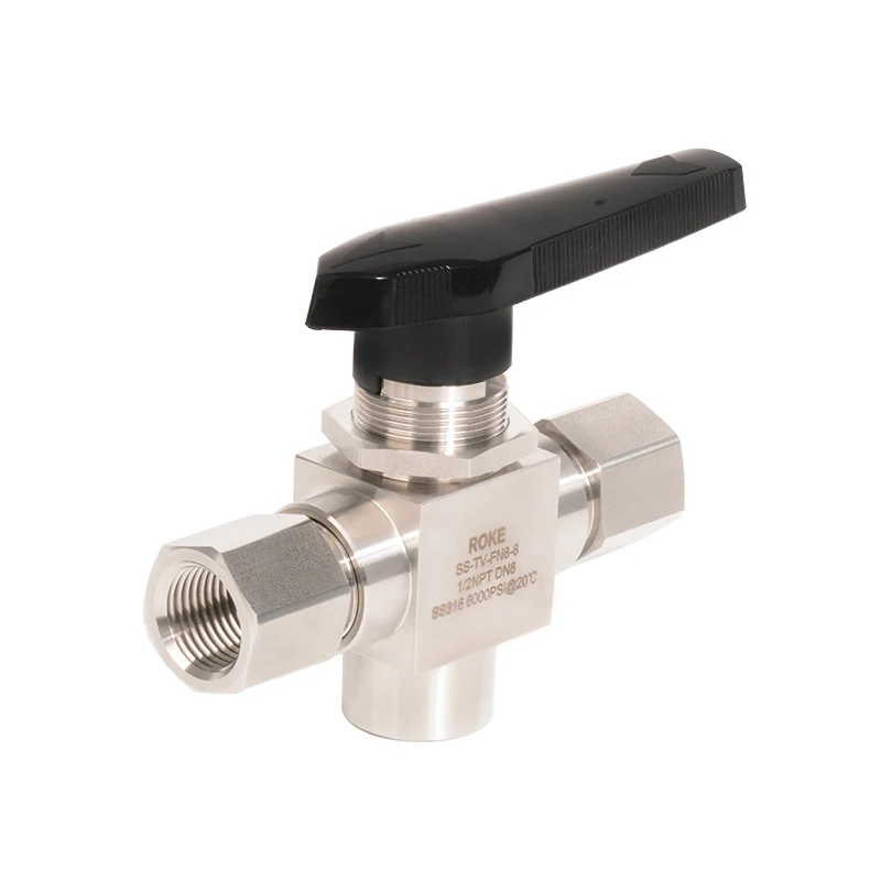 Stainless steel hydraulic high-performance three-way female thread ball valve 6000psi