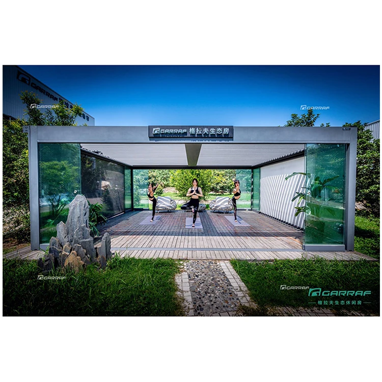 Summer House Opening Louver Roof Motorized Roofing Awnings Pavilion Pergola For Deck