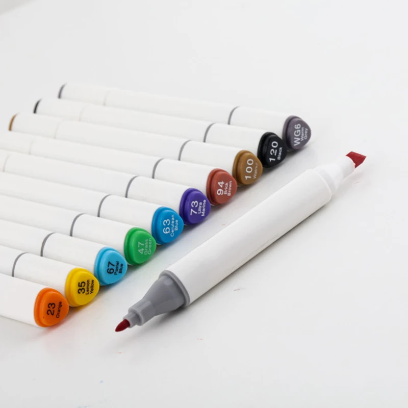 TOUCHCOOL OEM 60 Colors Set Dual Tip Colorful Marker Pens Artistic Use Alcohol Based Permanent Markers Pen Set For Painting
