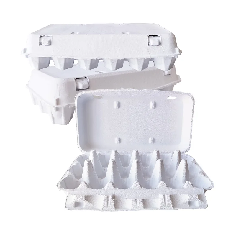 factory manufacturer white paper fiber egg box 3*6=18 holes flip top lid biodegradable hen egg containers farm business boxes