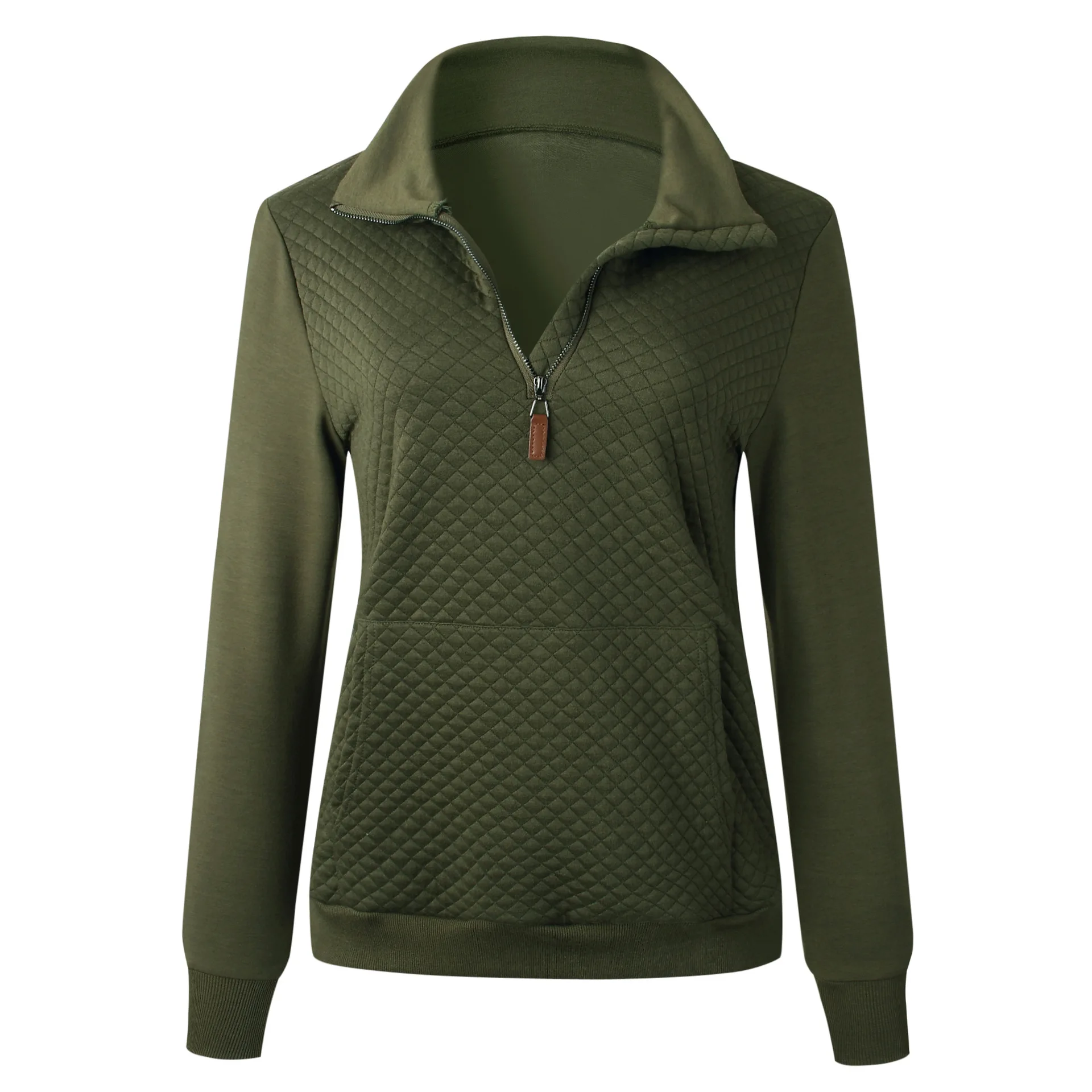 Женский модный стеганый Легкий свитшот на молнии с длинным рукавом